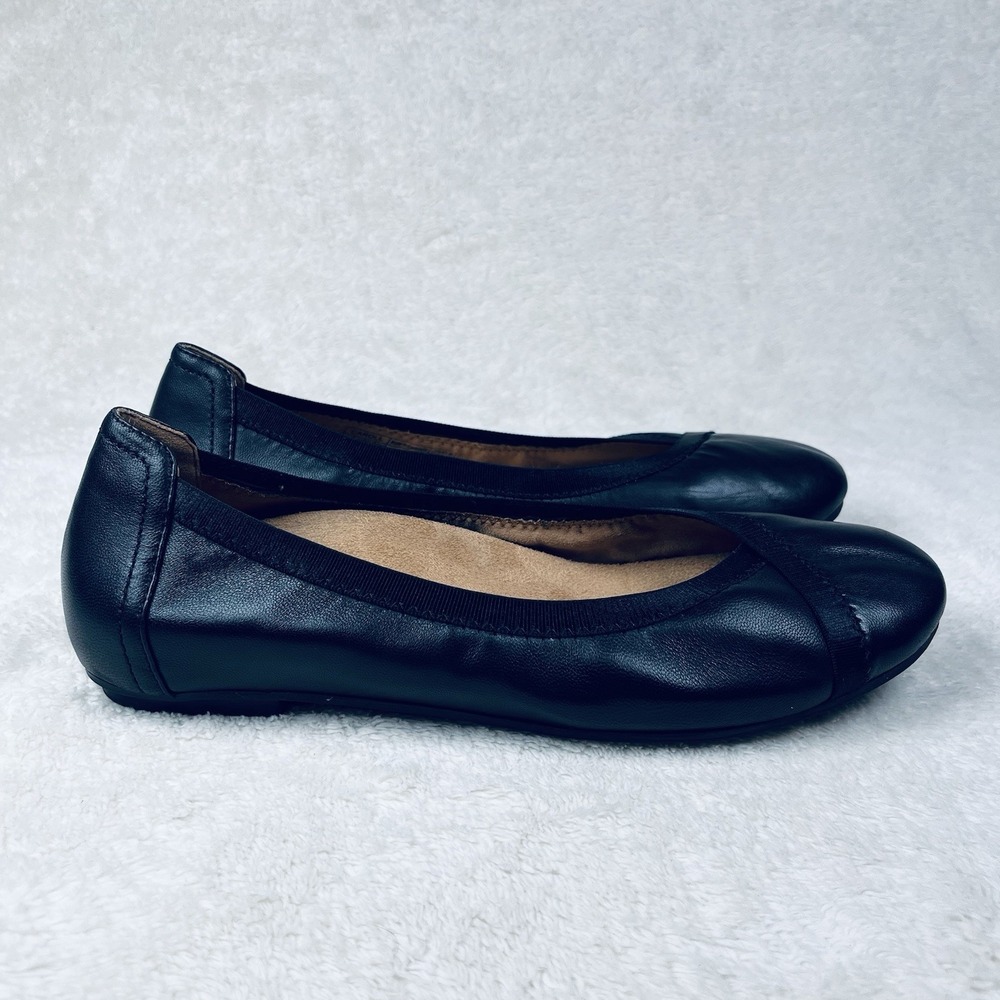 Vionic Caroll Ballet Flats Womens Size 6.5 Black Leather Orthopedic Support Shoe